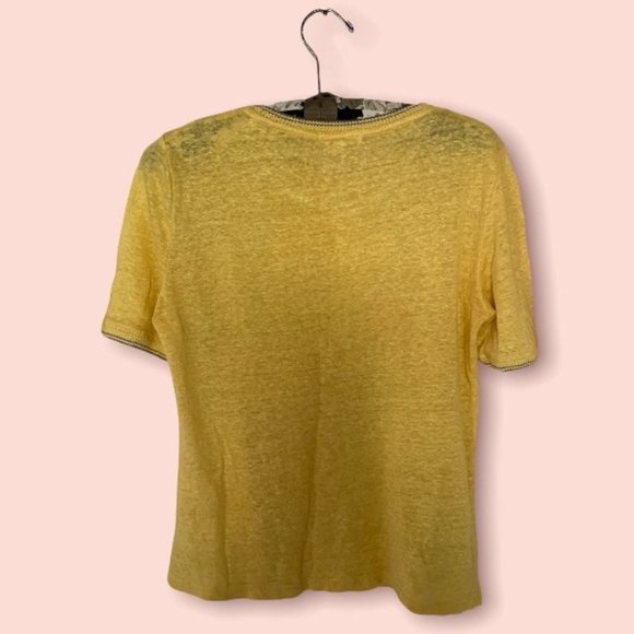 Rag and Bone Yellow Linen-Blend T-Shirt Medium - Picture 5 of 8